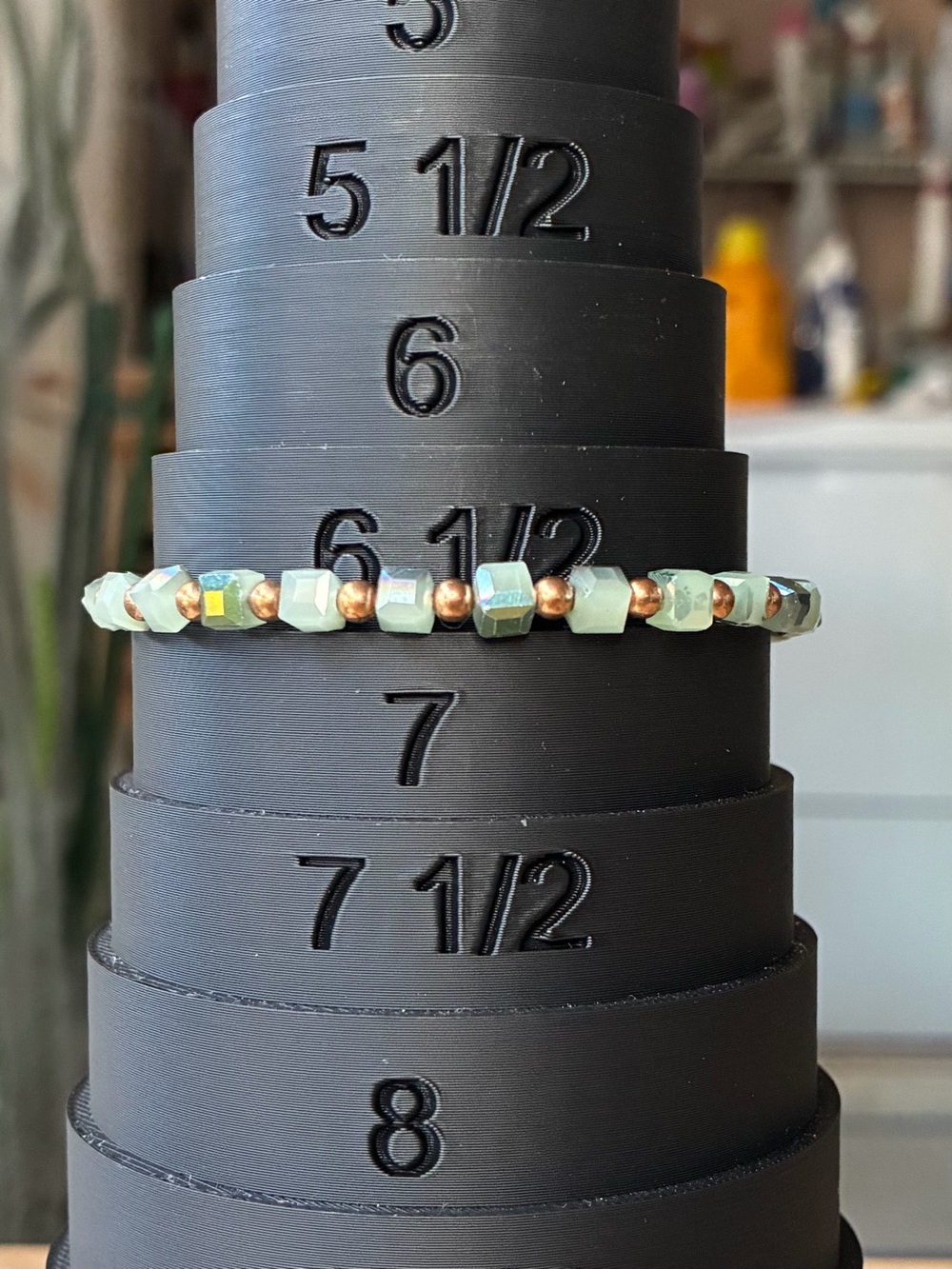 Alex and Ani Mint Green Faceted Bead Bracelet with Gold Accents